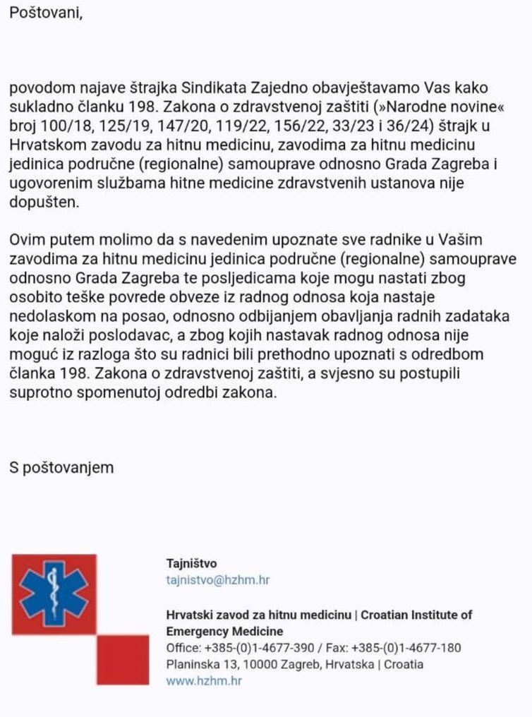 zavod za hitnu strajk